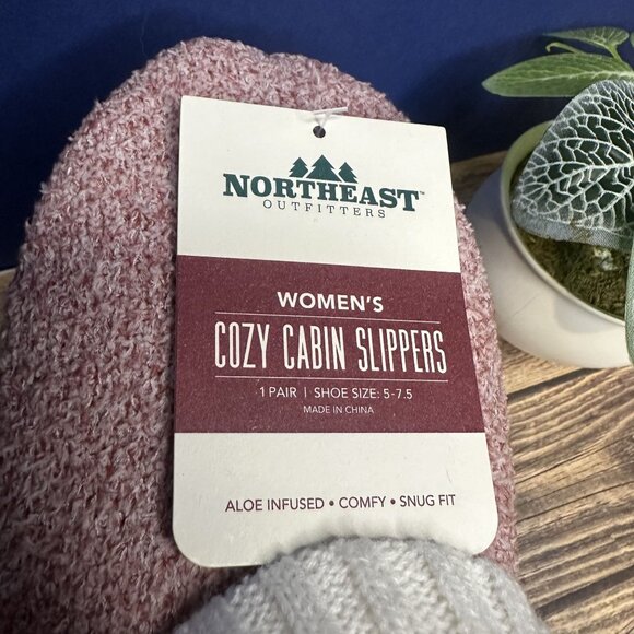 NWT Northeast Outfitters Women's Cozy Cabin Slippers Size S/M (Marl Pink) - Picture 2 of 9